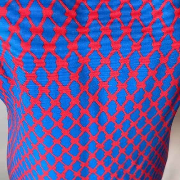 MISS WU geometric dress blue red - Picture 8 of 14